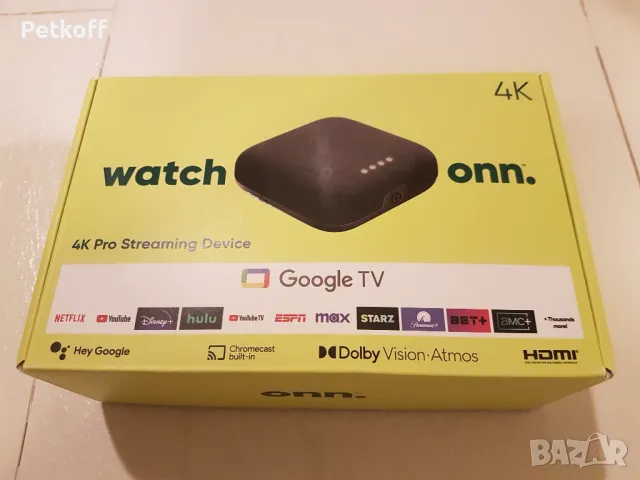 onn. 4k pro (2024) Google TV14 сертифициран тв бокс с Dolby Vision