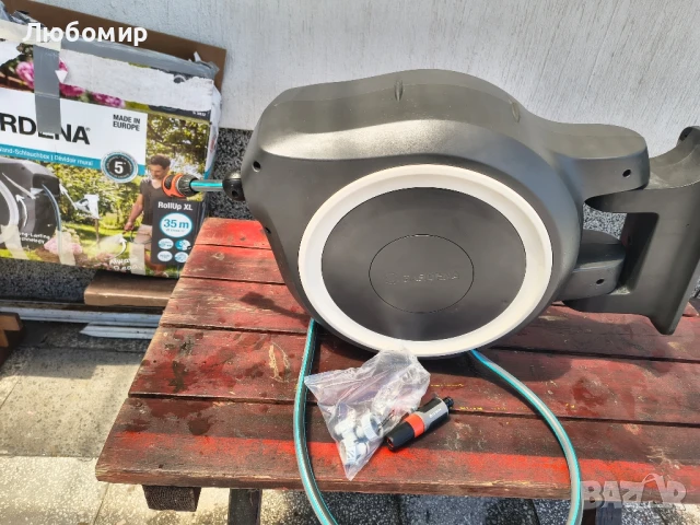 Кутия за маркуч Gardena за стенен монтаж, дълга L (бяла), 30 м: Универсална система за поливане , снимка 12 - Напояване - 50594449