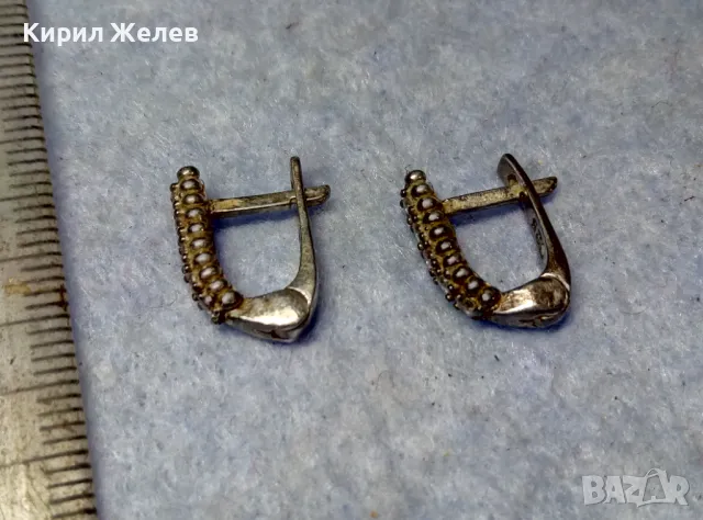 СТАРИ СКЪПОЦЕННИ АНГЛИЙСКИ СРЕБЪРНИ ОБЕЦИ СРЕБРО 925 с БЛЕСТЯЩИ ФАСЕТИРАНИ ЦИРКОНИ 32092, снимка 7 - Обеци - 49682571