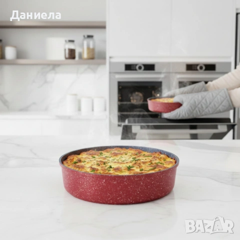 Кръгла тава за печене Oliver Voltz OV54322B28/30/32 см – керамично-мраморно покритие, снимка 2 - Други стоки за дома - 53045103