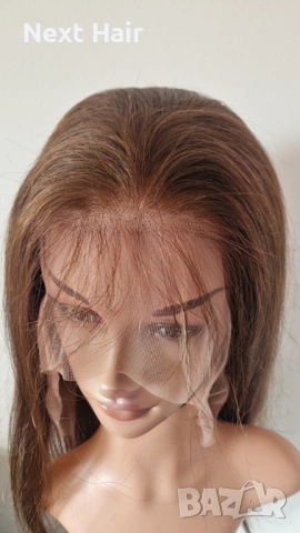Естествена права светло кафява перука 70-75 см с дантела 13х6 от бразилска коса, снимка 10 - Аксесоари за коса - 53221108