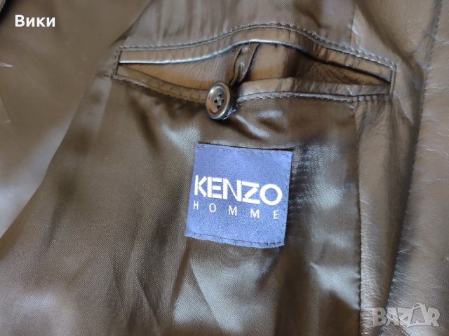 Мъжко елегантно кожено палто / дълго сако Kenzo Homme, снимка 3 - Якета - 34870823