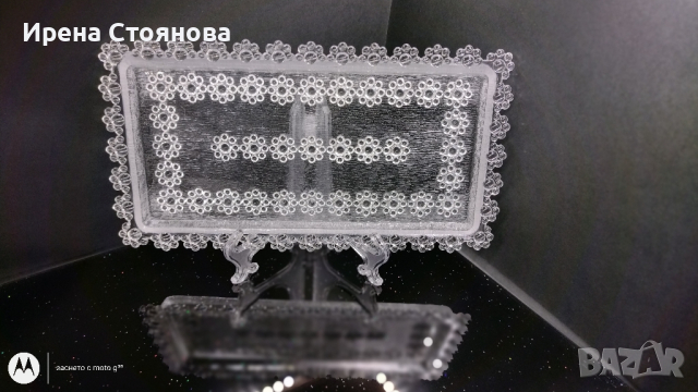 Италианско плато пресовано матирано стъкло A. Masserini Barocco Abbiategrasso Italy, снимка 1