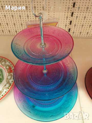 Изящно стъклено плато на 3 етажа, снимка 4 - Декорация за дома - 27527812