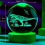 LED Светеща кристална топка/лампа, 3D сензорна - Динозавър, снимка 1