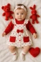 Kомплект за момиченце с червени сърчица 4 части, снимка 1