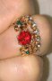 Двоен дамски пръстен с червен диамант, нов 💥, снимка 1 - Пръстени - 37132444