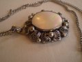 Ретро медальон седеф с бял обков филигран, снимка 5