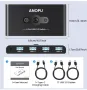 USB превключвател KVM превключвател, алуминиев USB 3.0 превключвател 2 компютъра, споделящи 4 USB ус, снимка 3