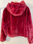 Меко топло палто яке с качулка суичър  бордо имитация на заешка козина кожа , снимка 3