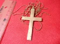 СТАР МЕСИНГОВ СТИЛЕН НАГРЪДЕН КРЪСТ и ЗЛАТИСТА ФИНА ВЕРИЖКА с НУЖДА от ЗАКОПЧАЛКА 43031, снимка 3