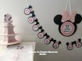 Украса за бебешка погача на тема Мини Маус в розово , снимка 2