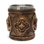 Код 95614 Стилна чаша от полирезин и метал с релефни декорации - герой и надписи, снимка 2