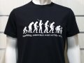 Нова мъжка тениска с трансферен печат Човешка еволюция в черен цвят, снимка 11