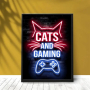Арт картина/постер за стена за любителите на гейминга и котките!