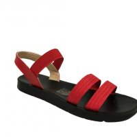 Дамски сандали на равна подметка в черно и червено, снимка 2 - Сандали - 37256055