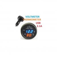 Волтметър  зарядно за кола, термометър за кола, 2.1А, снимка 2 - Аксесоари и консумативи - 39059302