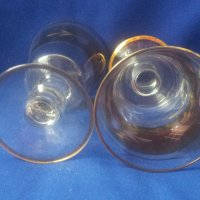 Комплект 6 чаши, калиево стъкло, златни кантове, ръчна гравюра, снимка 3 - Чаши - 36869395