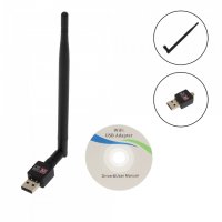 WI-Fi безжичен адаптер, Чип Realtek RTL8188CU, USB, Включва 2dBi антена, снимка 3 - Мрежови адаптери - 37790156