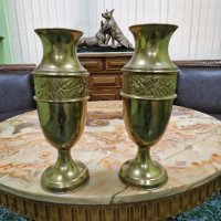 Чифт красиви антикварни месингови вази , снимка 2 - Антикварни и старинни предмети - 43362617
