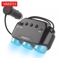 АВТО РАЗКЛОНИТЕЛ YANTU LM21, 3 ГНЕЗДА ВОЛТМЕТЪР, USB, USB TYPE-C, снимка 2 - Аксесоари и консумативи - 44067534