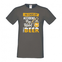 Мъжка тениска In Case Of Accident My Blood Type Is Beer,Бира,Бирфест,Beerfest,Подарък,Изненада,Рожде, снимка 12 - Тениски - 36378219