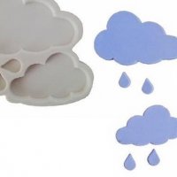 2 Облака облак и капки силиконов молд форма фондан шоколад гипс, снимка 1 - Форми - 37288924
