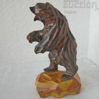 Ревяща мечка животно дървена фигура пластика дърворезба, снимка 1 - Декорация за дома - 28880054