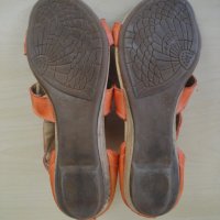 Оранжеви кожени дамски сандали със "златни" елементи, летни обувки, чехли, естествена кожа, снимка 17 - Сандали - 28419497