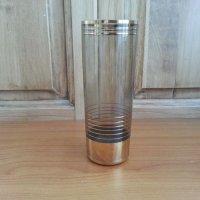 Стъклена ваза вазичка цветно стъкло с позлата , снимка 1 - Антикварни и старинни предмети - 33118137