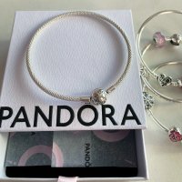 Сребърна гривна Pandora 21 см, снимка 2 - Гривни - 41386155