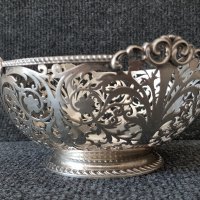 Сребърна ажурна сребро купа чаша тас Стара Англия 1913г Шефилд, снимка 2 - Антикварни и старинни предмети - 37943716