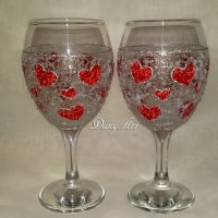 Ръчно рисувани и декорирани чаши за вино, снимка 15 - Чаши - 33593595