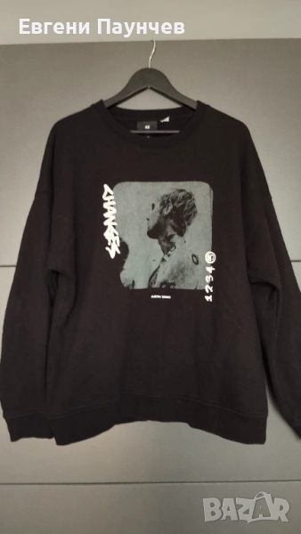H&M x Justin Bieber ватирана фланелка размер L в черно Sweatshirt Chamges суичър , снимка 1