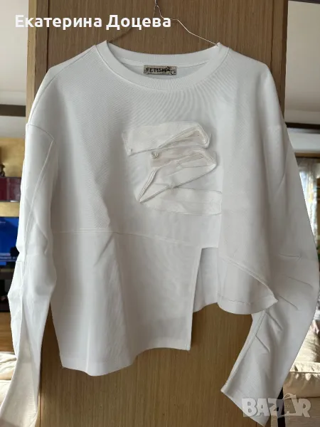 Бяла памучна блуза Фетиш, снимка 1
