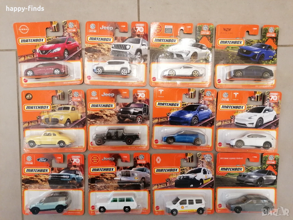 Matchbox Tesla Model Y бяла и синя, 2012 BMW 3 Series Touring, 2021 Cadillac CT5-V, Renault Kangoo, , снимка 1