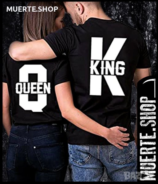 Комплект за двойки KING K AND QUEEN Q с щампа, снимка 1