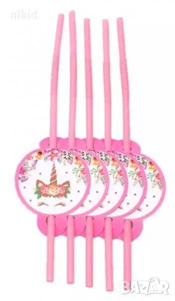 Еднорог Unicorn 10 бр парти сламки рожден ден, снимка 1