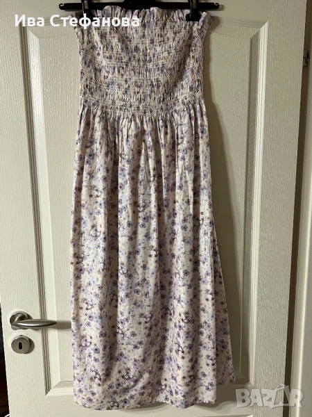 Нова елгантна ежедневна дълга рокля флорален принт лилави цветя 100 % памук памучна , снимка 1