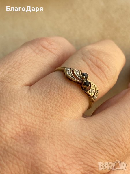златен пръстен със сапфири, снимка 1