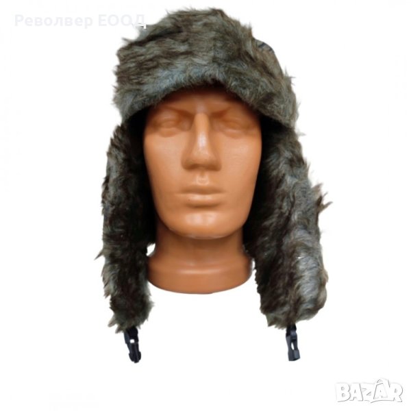 Зимна шапка ушанка - Dark forest camo, снимка 1