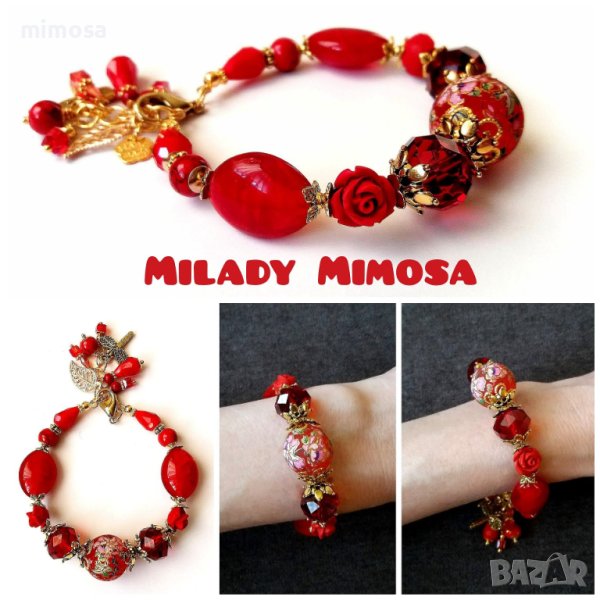 Флорална гривна с кристали, снимка 1