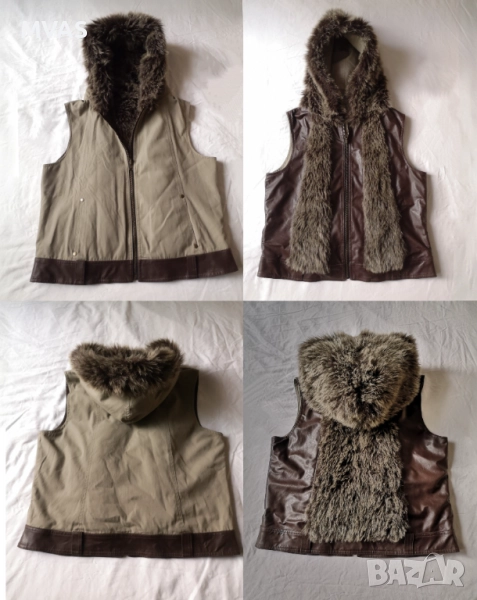 Нов двулицев дамски елек с косъм S M, снимка 1