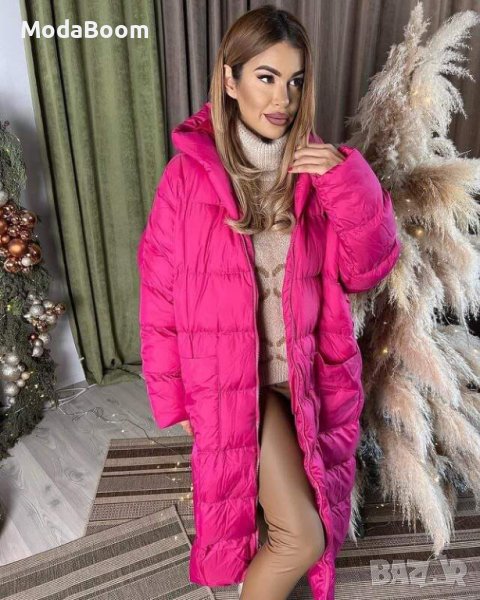 🩷Розови и черни дамски дълги стилни зимни якета🖤, снимка 1
