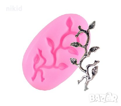 Израстък с листенца силиконов молд форма декорация украса фондан торта сладки и др, снимка 1