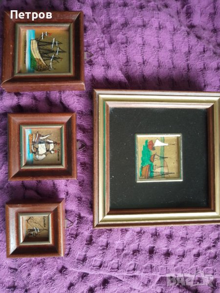 картина рисувана на златно фолио 4 бр, снимка 1