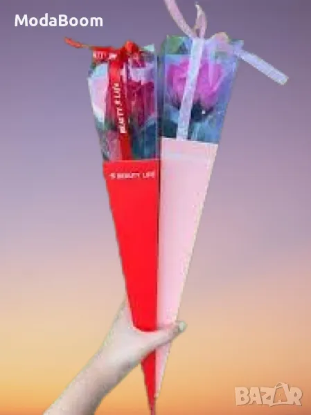 Букет блестяща роза в елегантна опаковка, снимка 1