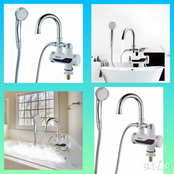 Нагревател за вода, 2 в 1 + душ слушалка, вертикален - 3000W, Бял, снимка 1