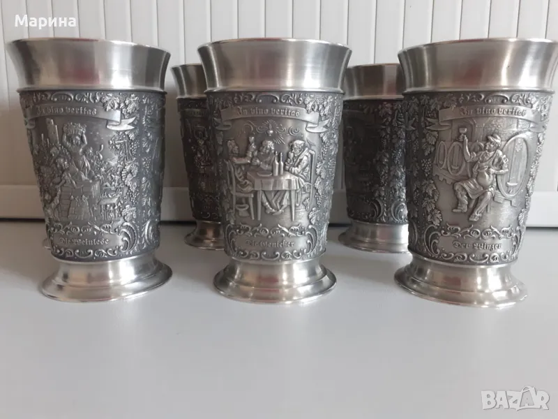 ЗАПАЗЕНО Чаши за вино и ракия от калай, 110 мл. Antik*Vintage #26, снимка 1