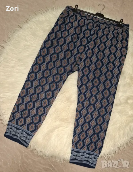 СТРАХОТЕН летен панталон с пейсли принт в синьо-розови цветове, снимка 1